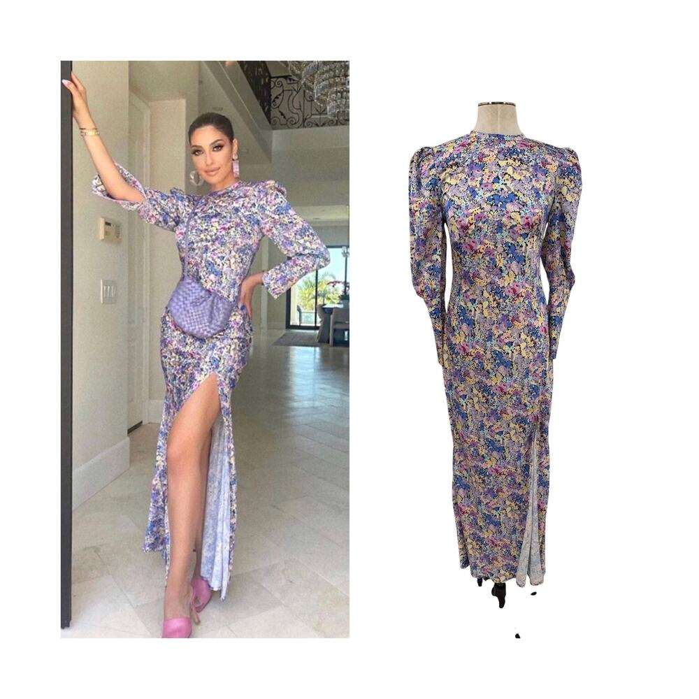 Elliatt Mackenzie Floral Puff Sleeve Cutout Back Maxi Dress Multi NWT Size Small